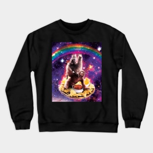 Space Cat Llama Sloth Riding Nachos Crewneck Sweatshirt